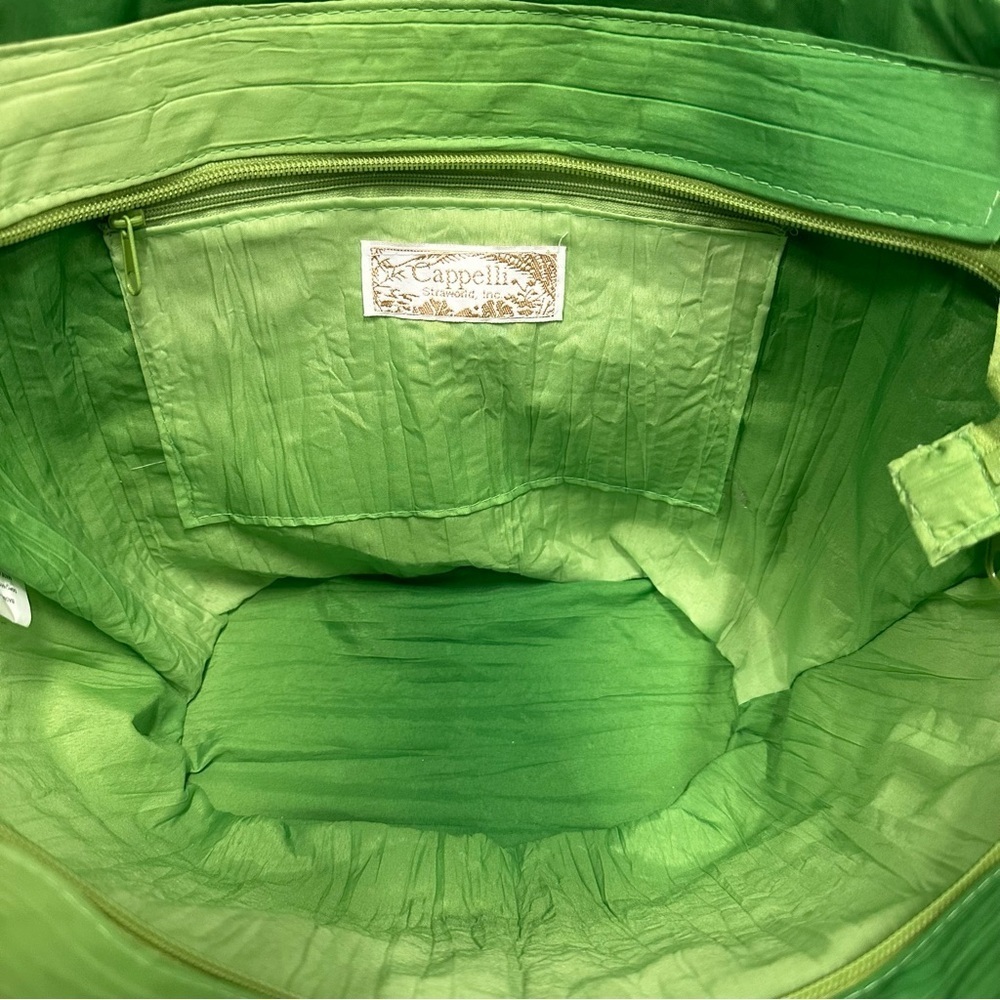 Cappelli NWT straw handbag kiwi green straw with braided handle zip top - Picture 2 of 10